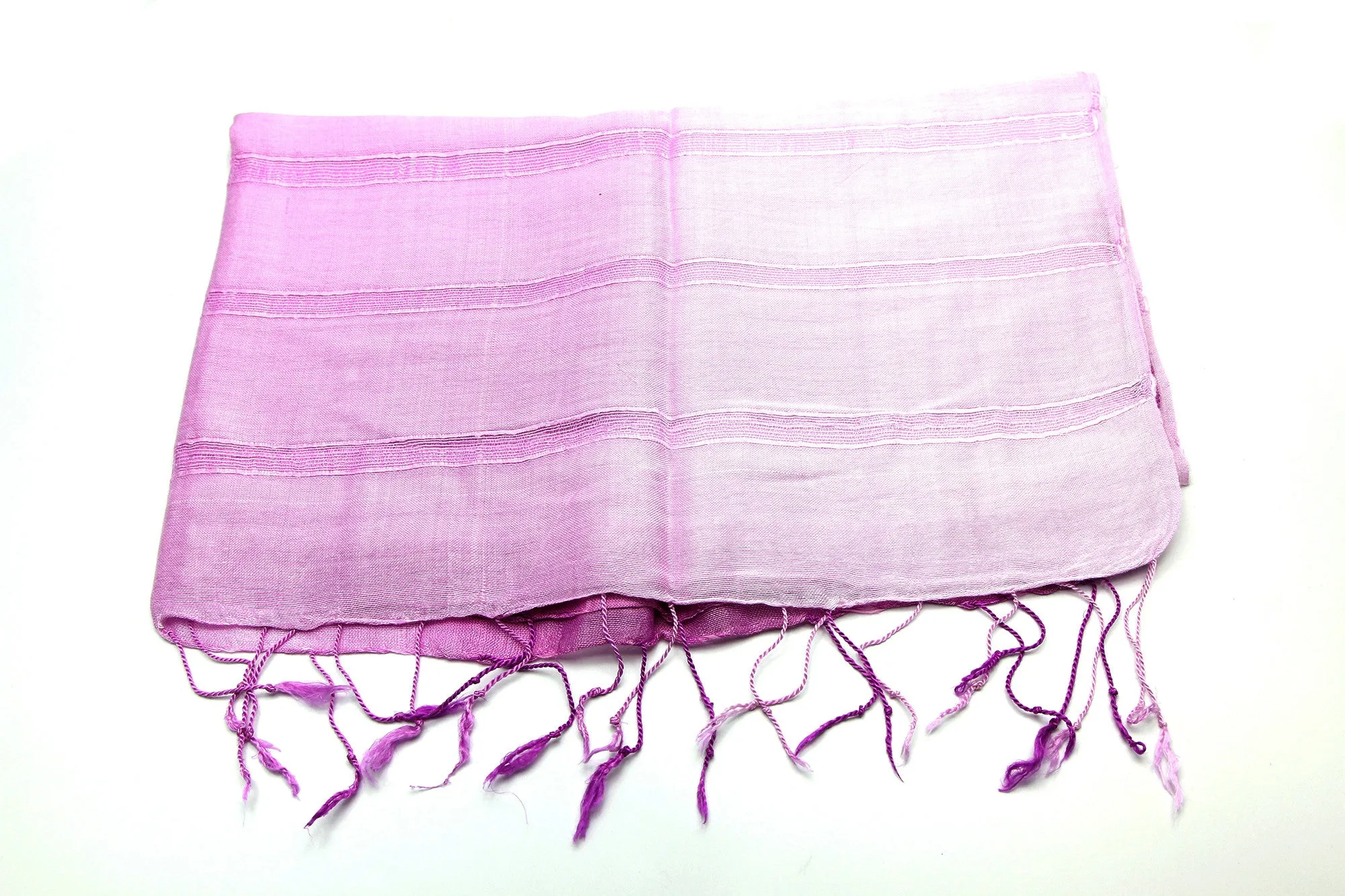 100% Fair Trade Thai Ribbon Style Scarf Shawl Purple