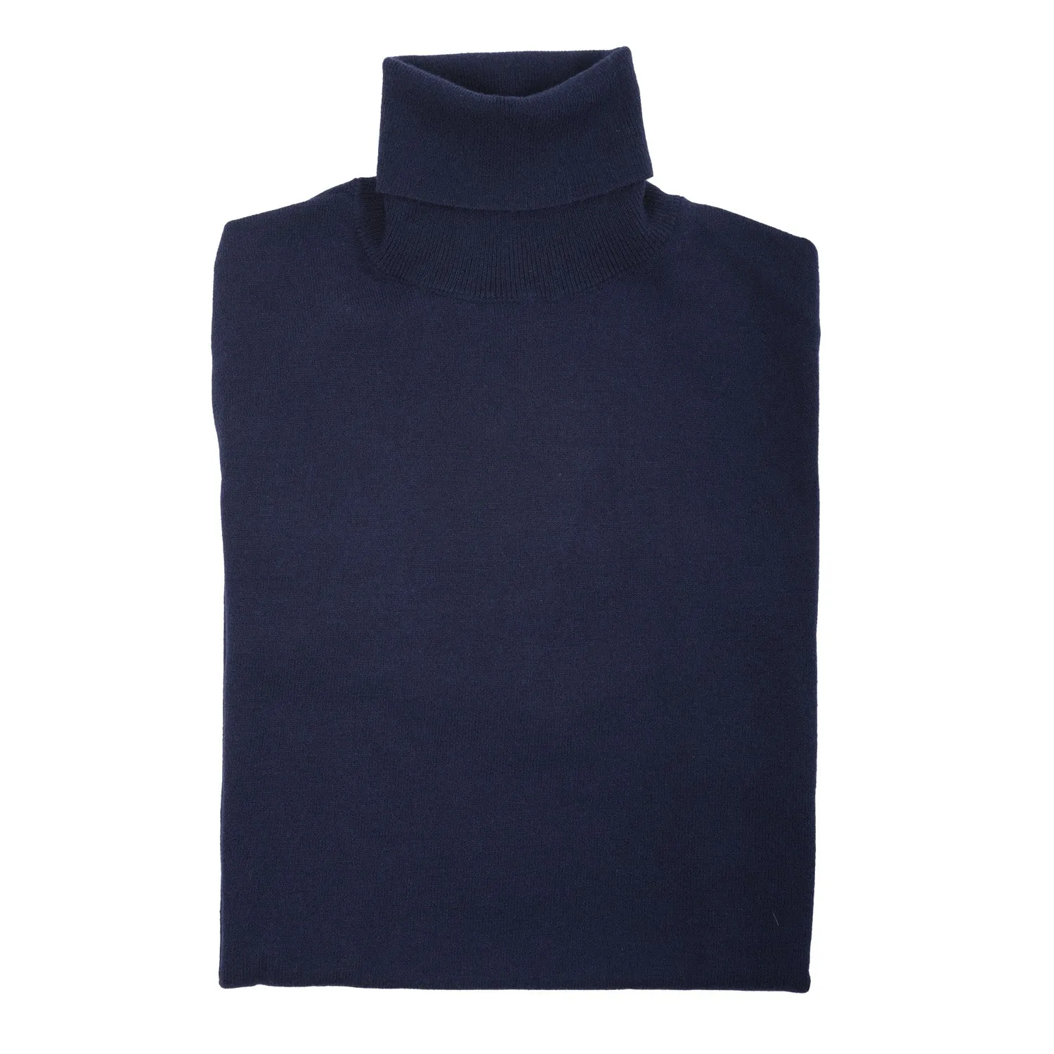 100% Merino Ladies Polo Neck Sweater Navy