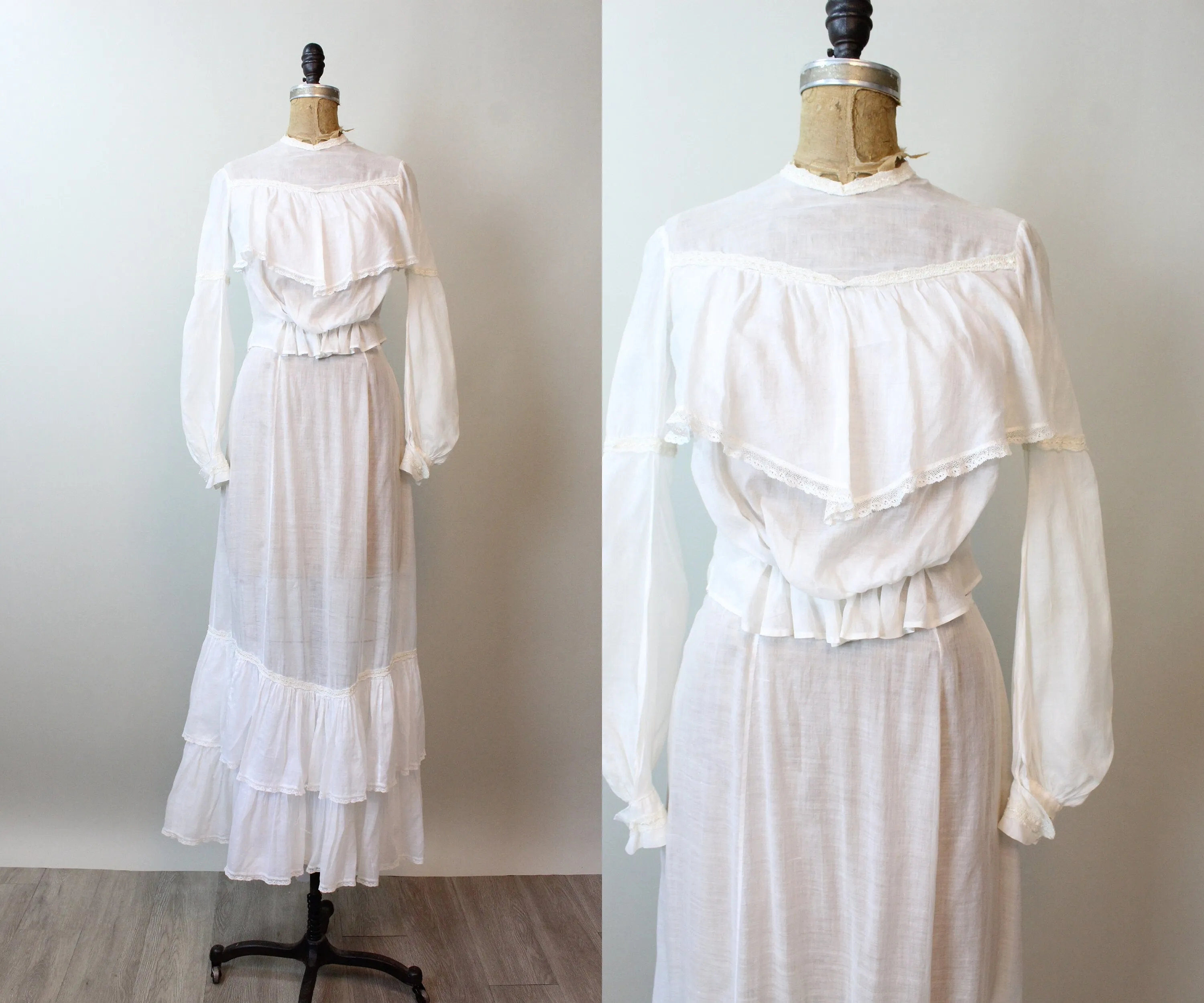 1910 EDWARDIAN cotton BLOUSE skirt set xs small | new spring