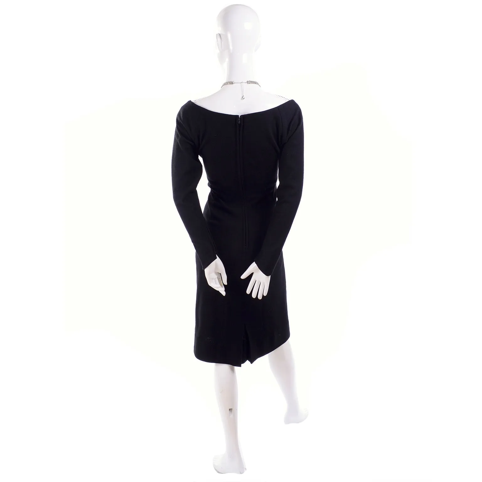 1960's Little Black Vintage Dress With Rhinestone Necklace Collar