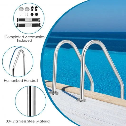 2-Step Stainless Steel Non-Slip Swimming Pool Ladder