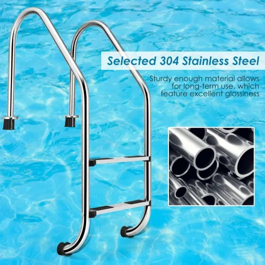 2-Step Stainless Steel Non-Slip Swimming Pool Ladder