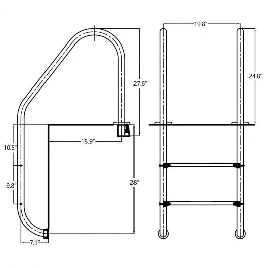 2-Step Stainless Steel Non-Slip Swimming Pool Ladder