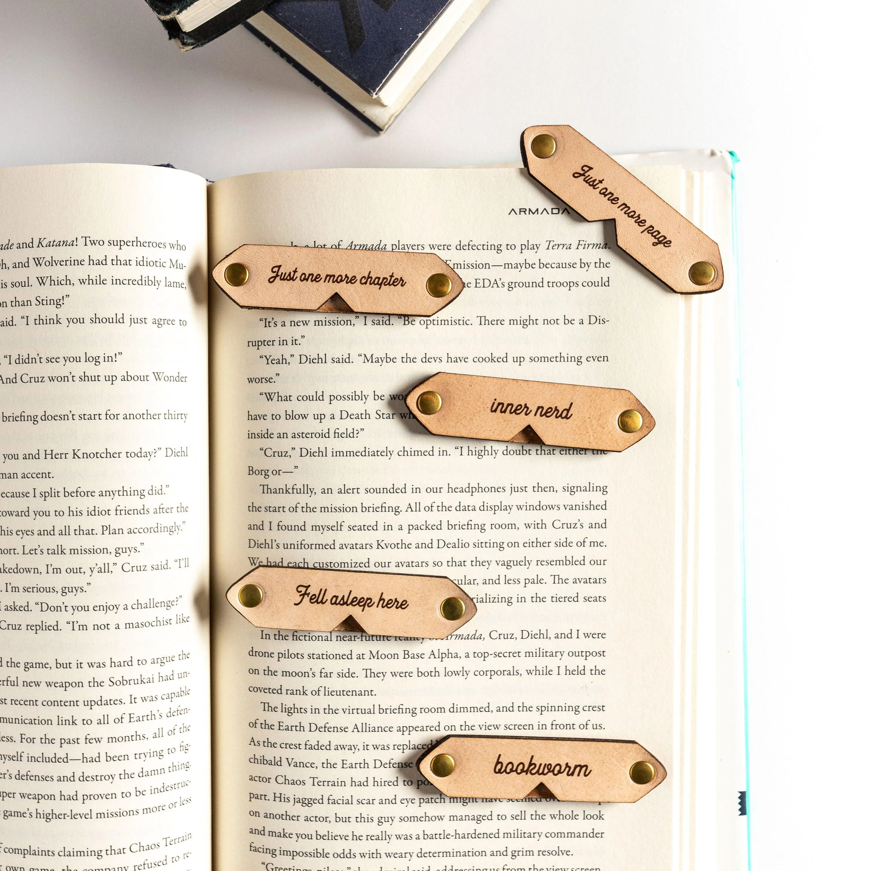 3 down forever to go Corner Leather Bookmark