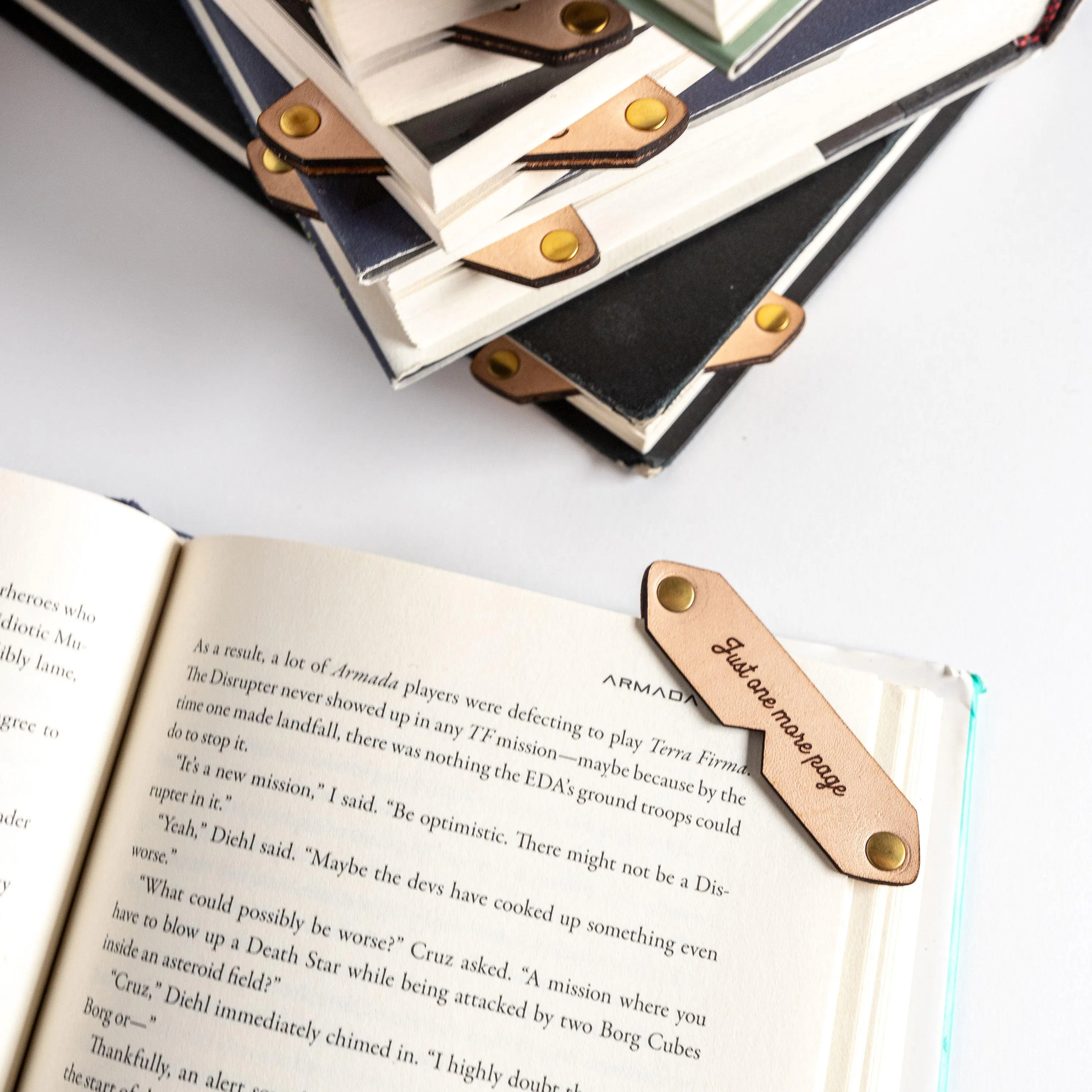 3 down forever to go Corner Leather Bookmark