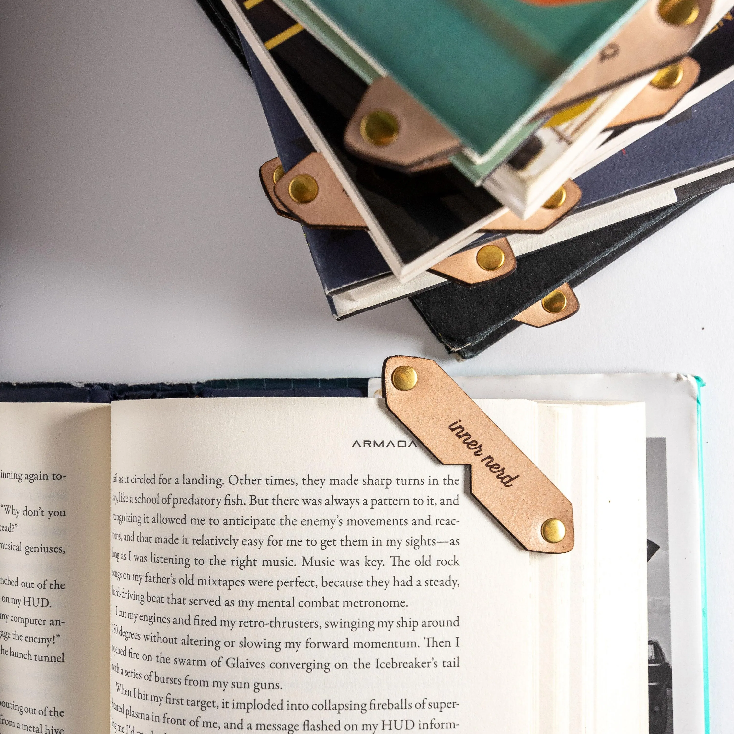 3 down forever to go Corner Leather Bookmark