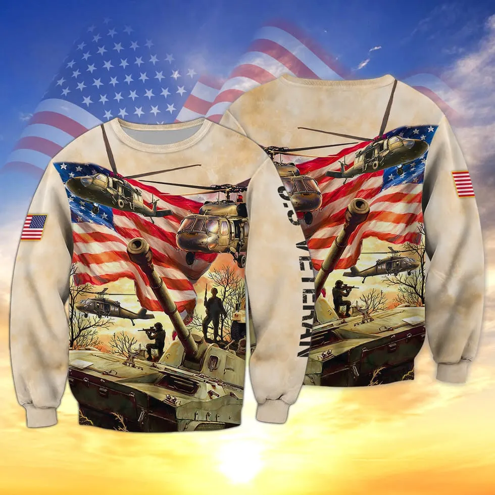 3D All Over Print Hawaiian Shirt Us Veteran Pattern, Gift For Veteran Dad, American Veteran Zip Up Hoodie Pull Over