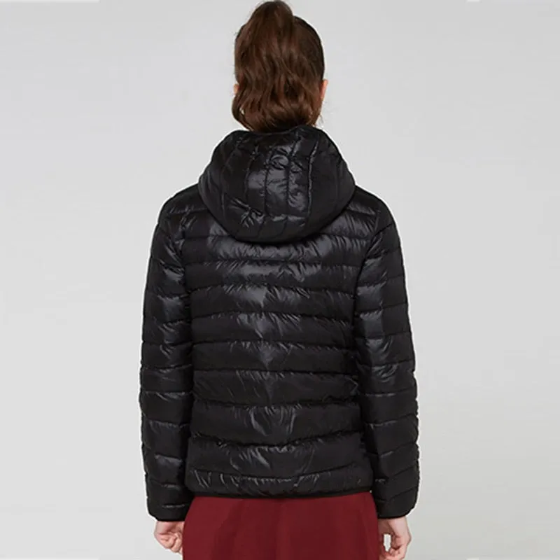 90% Ultra-light Plus Size Thin Down Jacket Women 2020-23 Autumn Winter