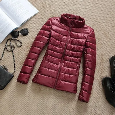 90% Ultra-light Plus Size Thin Down Jacket Women 2020-23 Autumn Winter