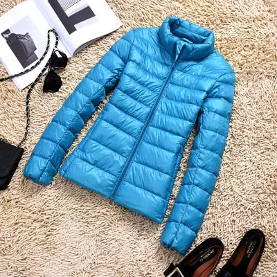 90% Ultra-light Plus Size Thin Down Jacket Women 2020-23 Autumn Winter