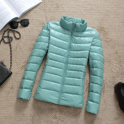 90% Ultra-light Plus Size Thin Down Jacket Women 2020-23 Autumn Winter