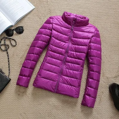 90% Ultra-light Plus Size Thin Down Jacket Women 2020-23 Autumn Winter