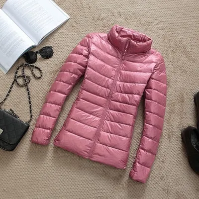 90% Ultra-light Plus Size Thin Down Jacket Women 2020-23 Autumn Winter