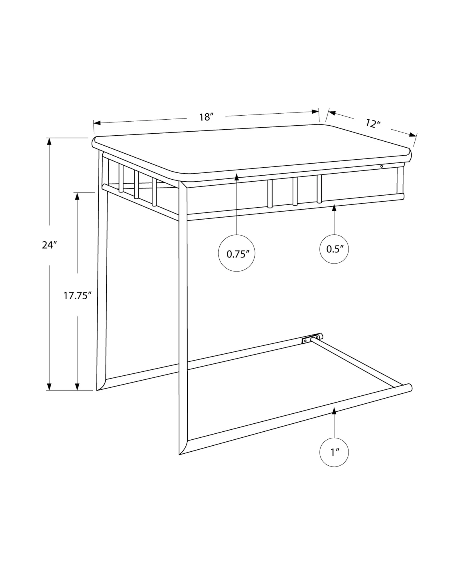 Accent Table - Grey Marble / Charcoal Metal