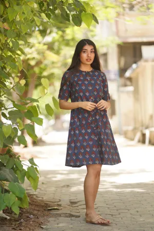 Aishi Indigo Dahlia Short Dress