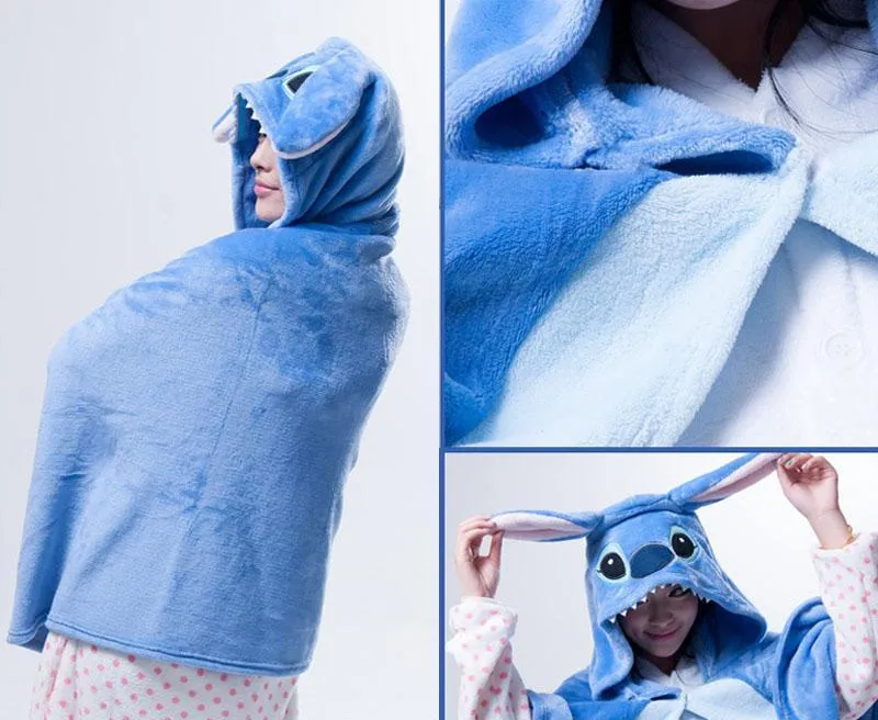 Animal Kigurumi Blue Stitch Cosplay Costume Hoodie Cloak