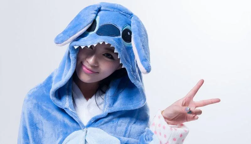 Animal Kigurumi Blue Stitch Cosplay Costume Hoodie Cloak