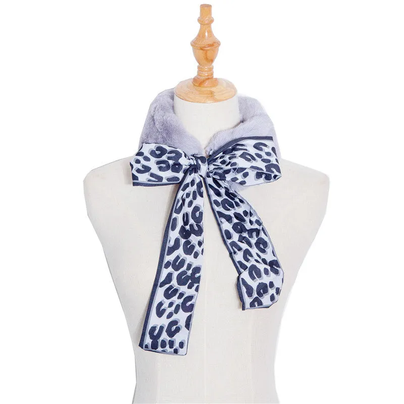 Autumn and winter new scarves Women's thickened rabbit hair printed leopard print scarf