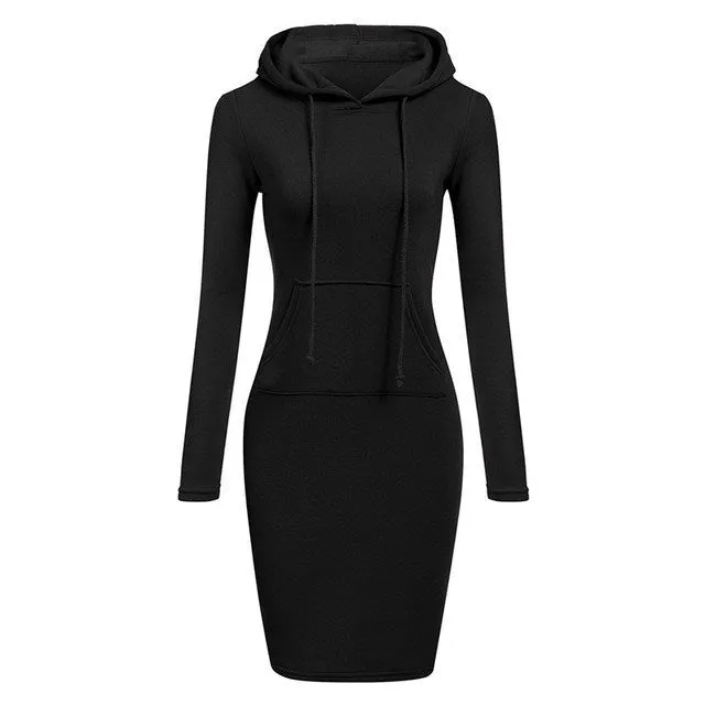 Autumn Winter Women Hoodies Sweatshirts Long-sleeved Dress