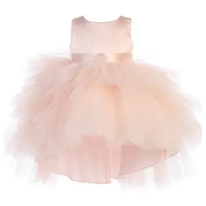 Baby Girls Blush Hi-Low Multi Level Ruffle Tutu Flower Girl Dress 6-24M