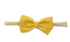 Baby Wisp - Thali Faux Suede Bow Headband-Mustard