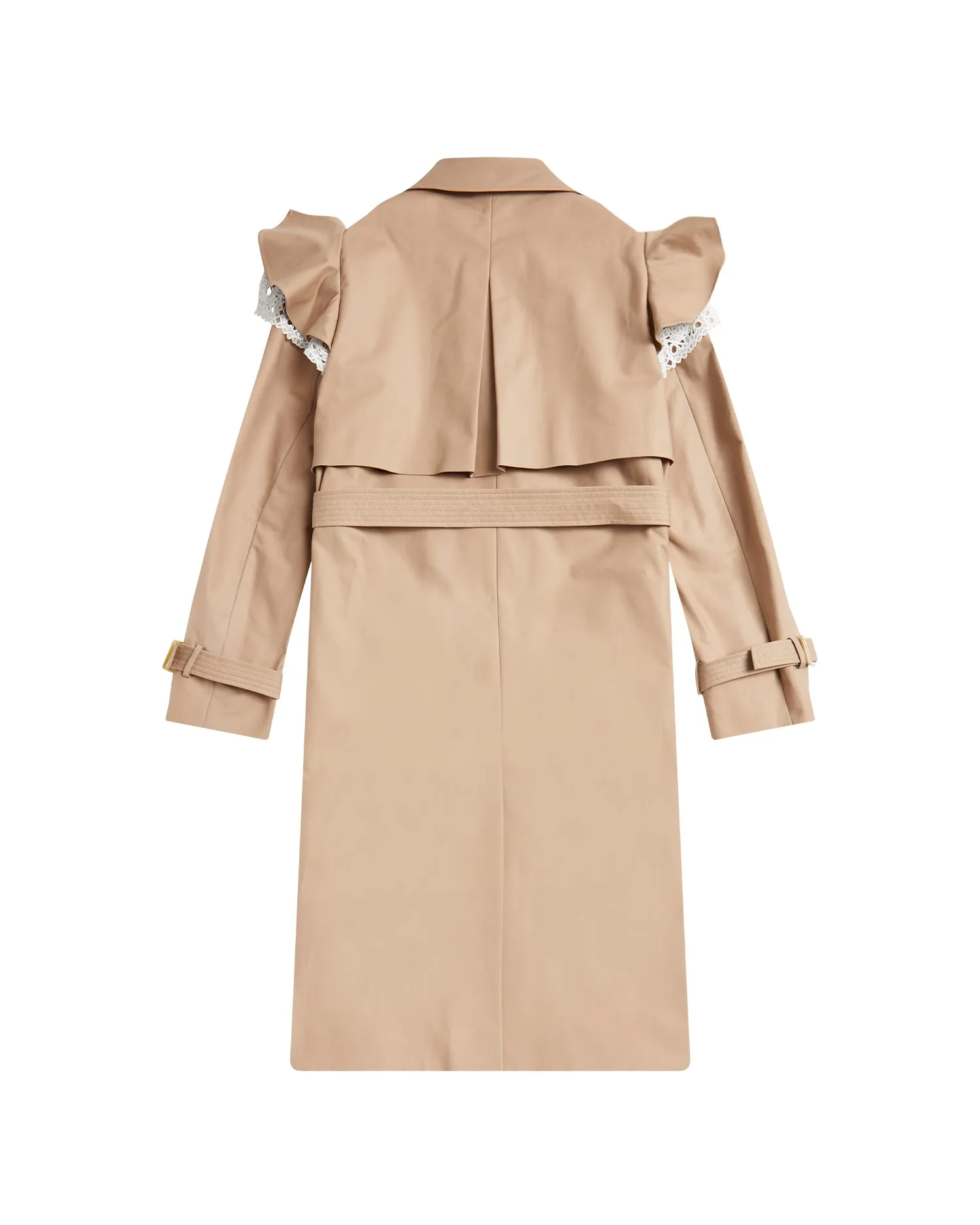 BAPY RUFFLE LACE-TRIMMED TRENCH COAT LADIES