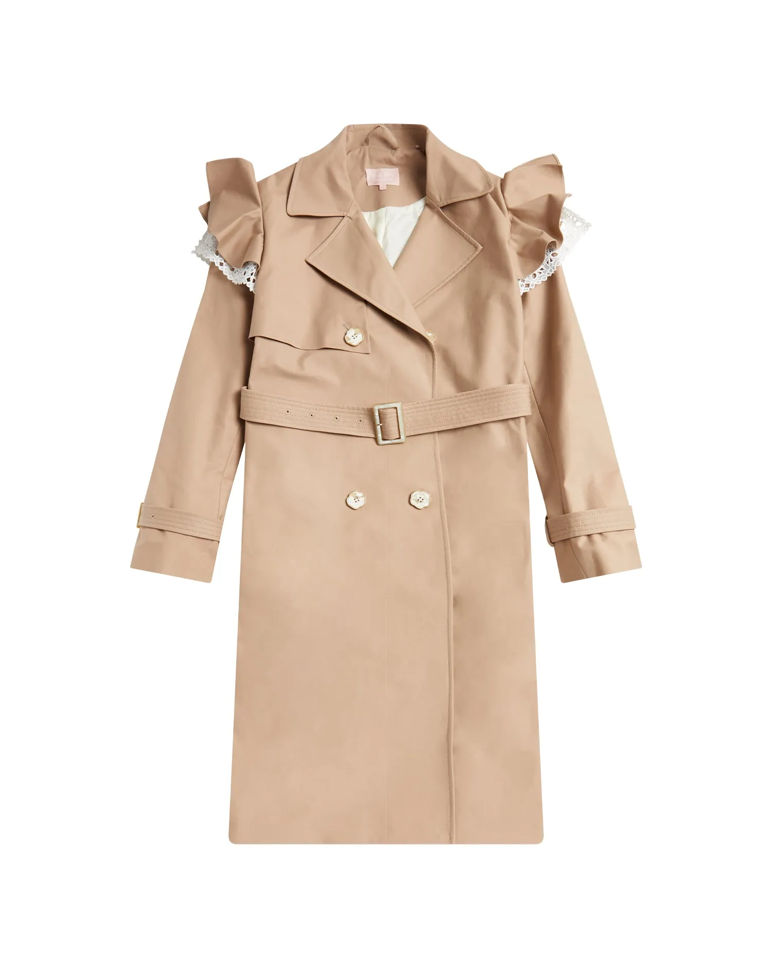 BAPY RUFFLE LACE-TRIMMED TRENCH COAT LADIES