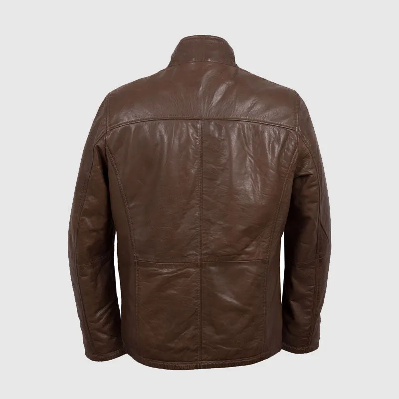 Best High Quality Jerry Men’s Walnut Leather Jacket