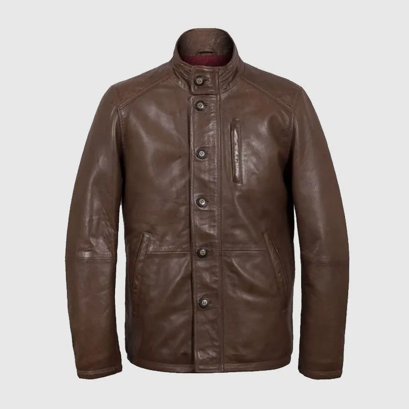 Best High Quality Jerry Men’s Walnut Leather Jacket