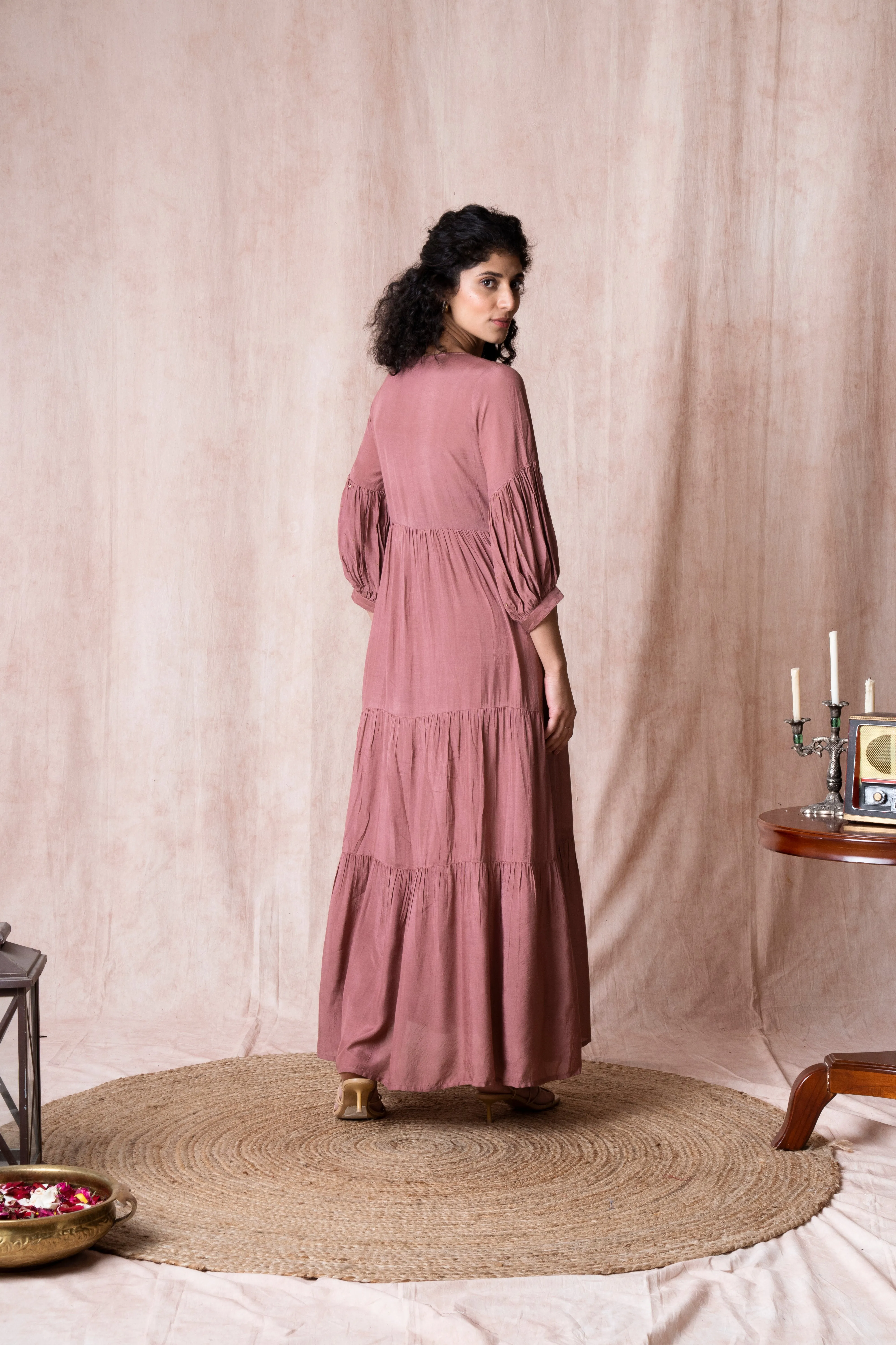 Bhargavi Rose Pink Muslin Dress