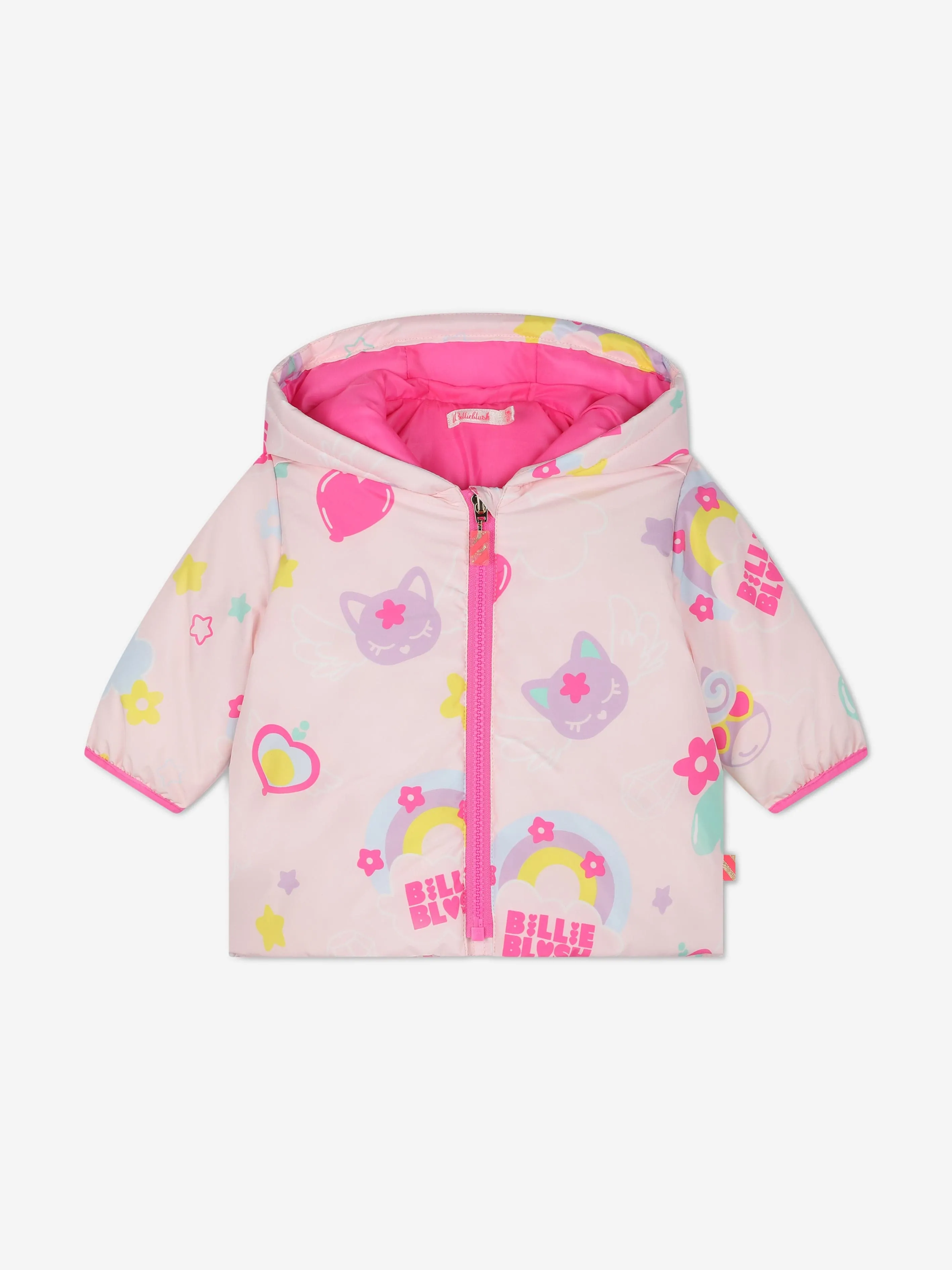 Billieblush Baby Girls Magic Rainbow Puffer Jacket in Pink