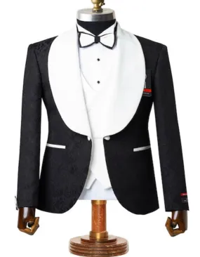 Black and White Tuxedo - Two Toned - Wedding or Prom Besom Pocket Suit