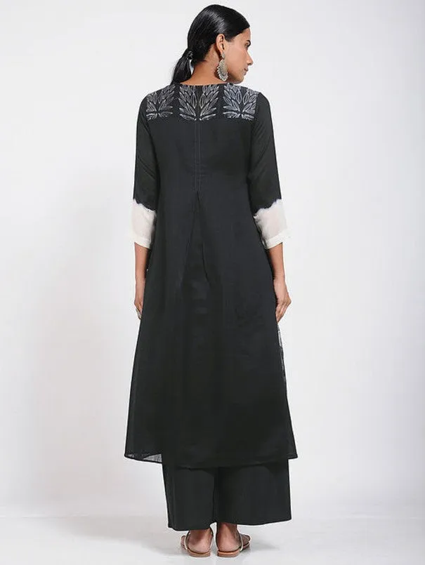 Black Cluster Shibori Print Kurta (Set of 2)