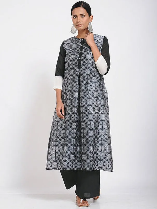 Black Cluster Shibori Print Kurta (Set of 2)