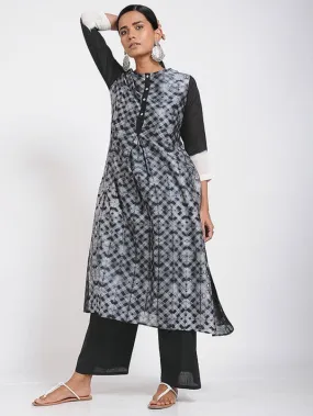 Black Cluster Shibori Print Kurta (Set of 2)