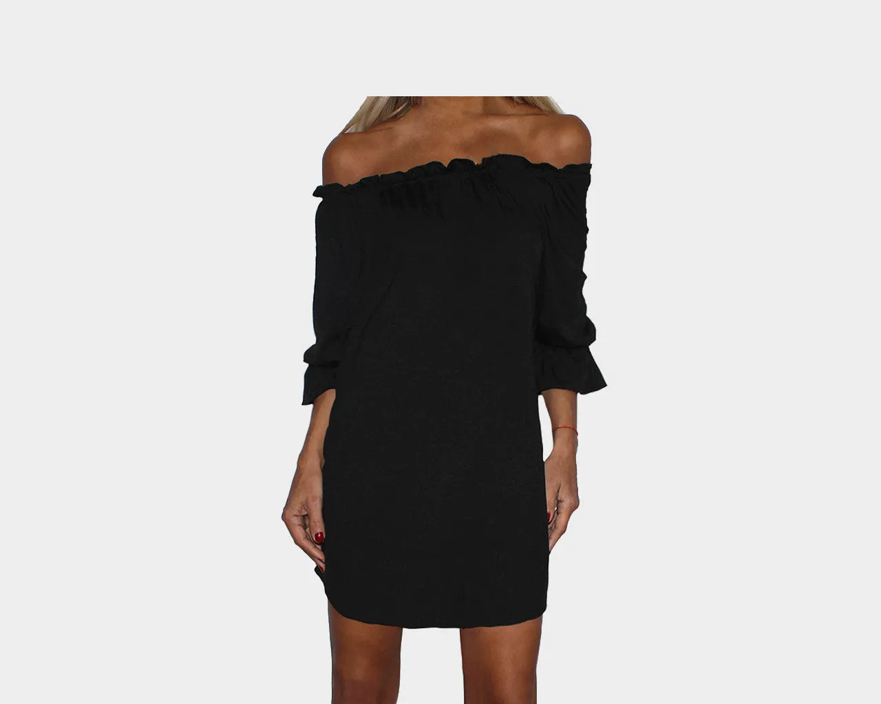 Black Off Shoulder Dress - The Ibiza