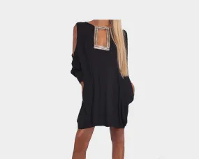 Black Open Shoulder Dress - The Portofino