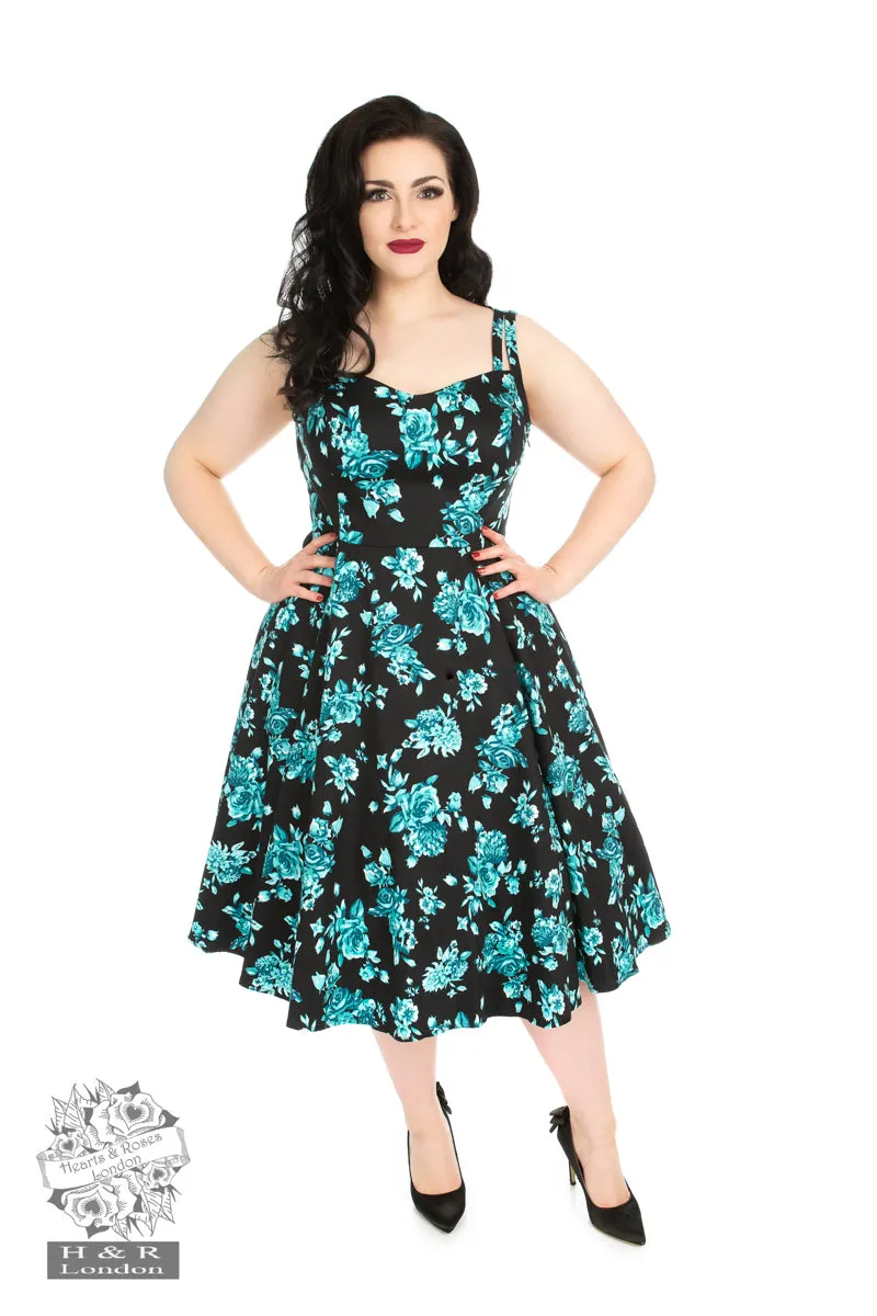 Black Rosaceae Swing dress by Hearts and Roses