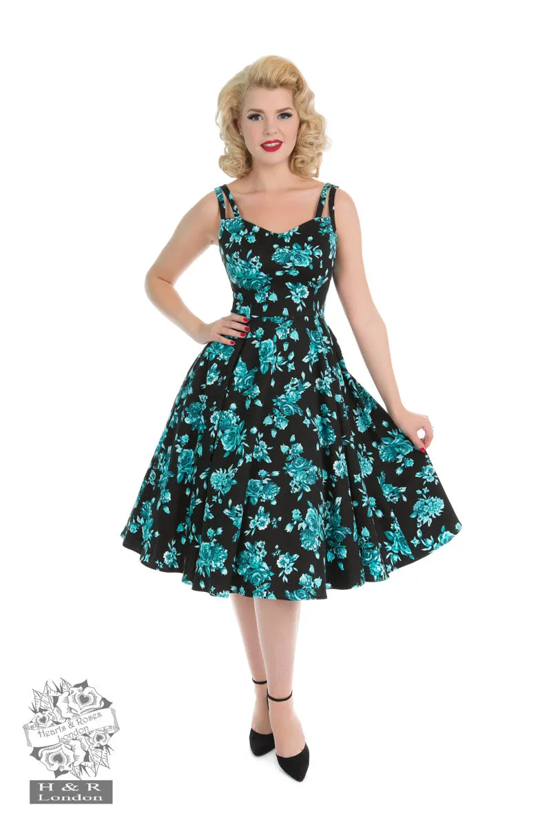 Black Rosaceae Swing dress by Hearts and Roses