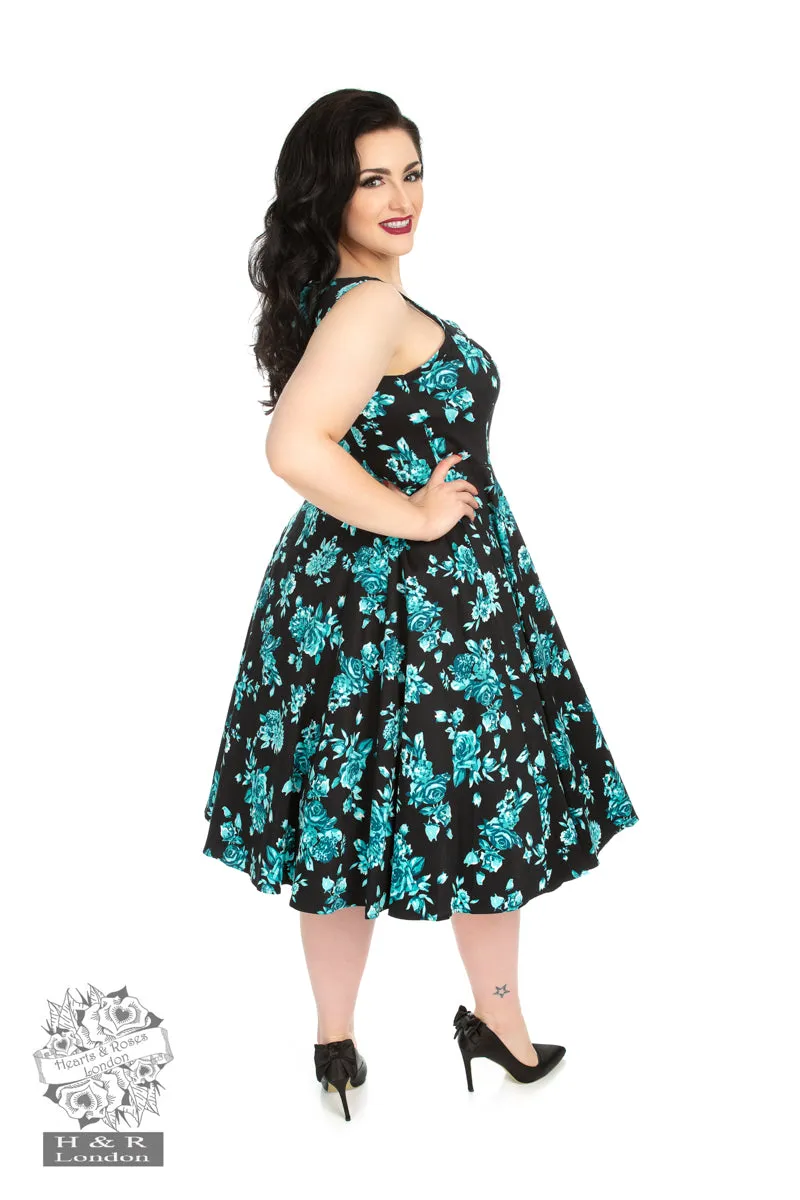 Black Rosaceae Swing dress by Hearts and Roses