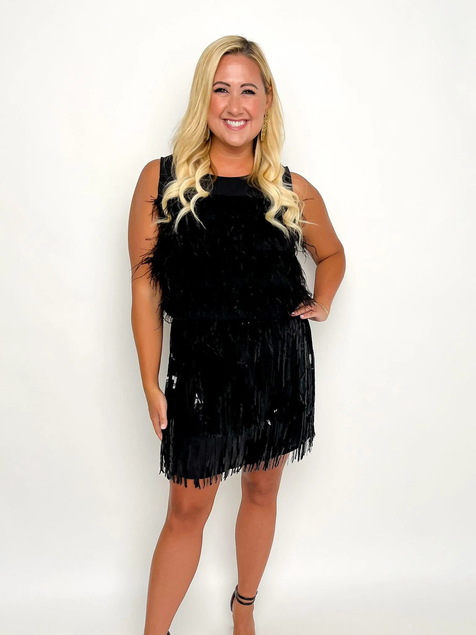 Black Sequin Fringe Skirt