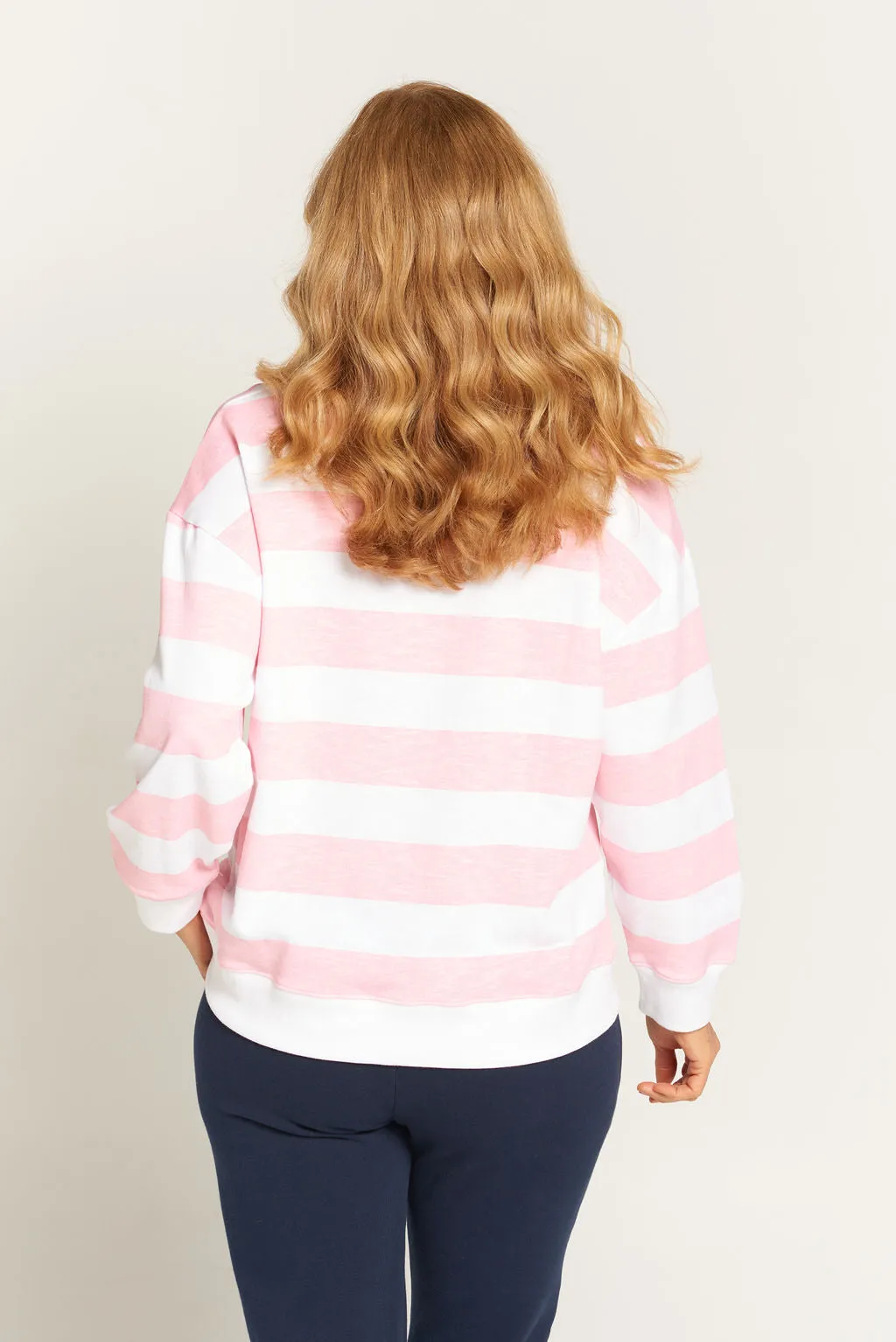 Block Stripe Sweatshirt White / Blossom