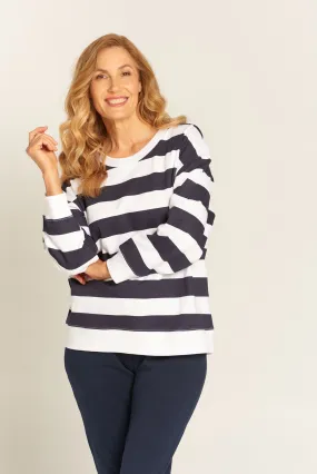 Block Stripe Sweatshirt White / Navy