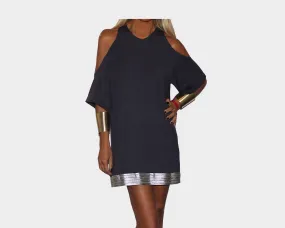 Blue Indigo Cold Shoulder Short Dress - The St. Barth