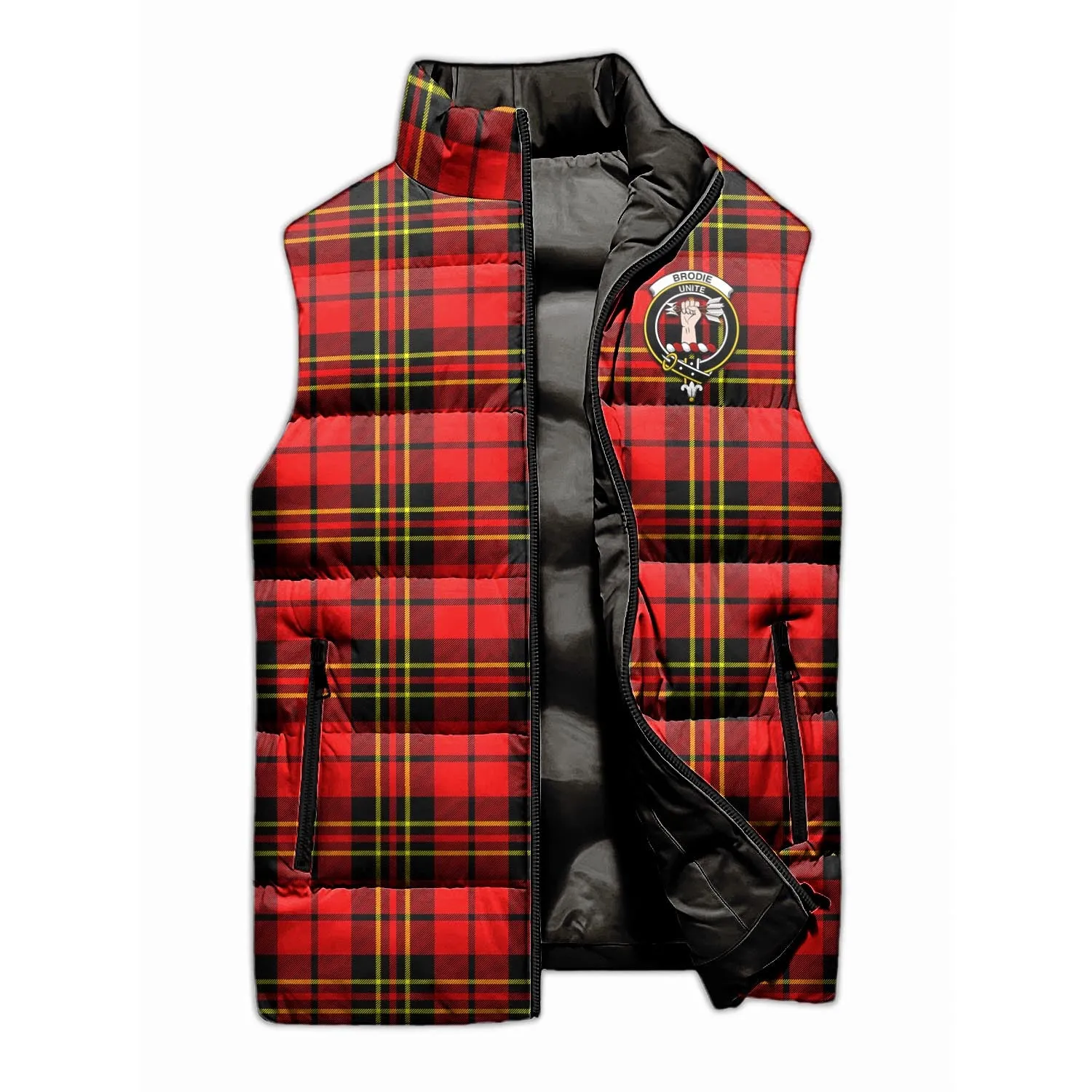 Brodie Modern Tartan Sleeveless Puffer Jacket with Family Crest