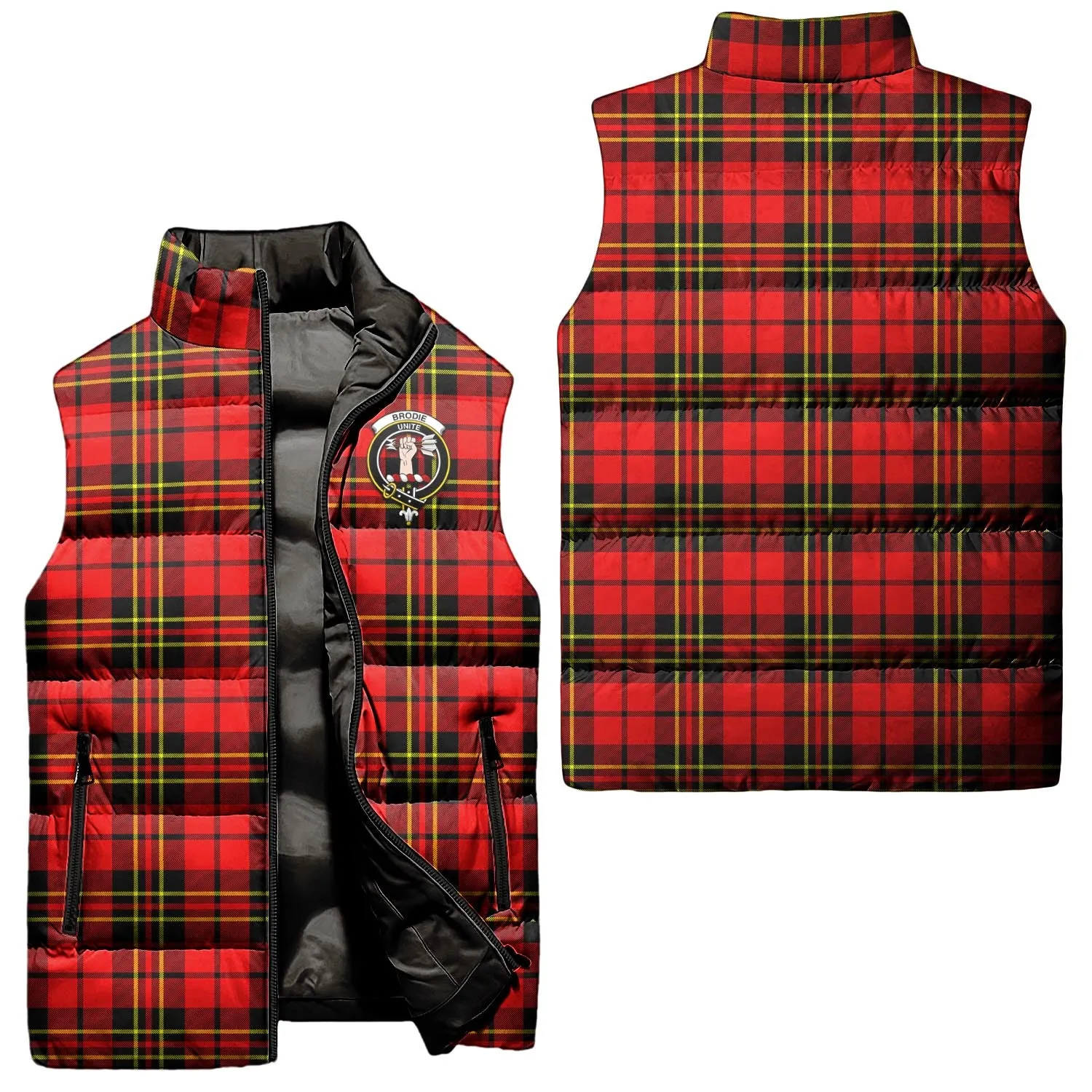 Brodie Modern Tartan Sleeveless Puffer Jacket with Family Crest