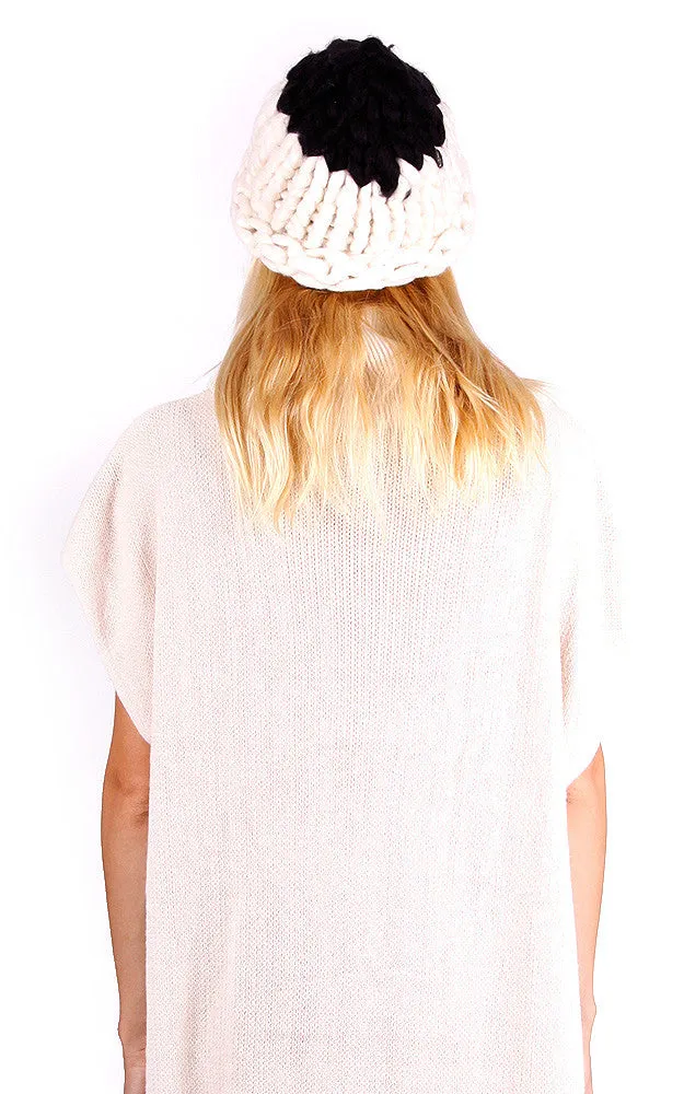 CAP105 Two Tone Ivory Chunky Loopy Hat