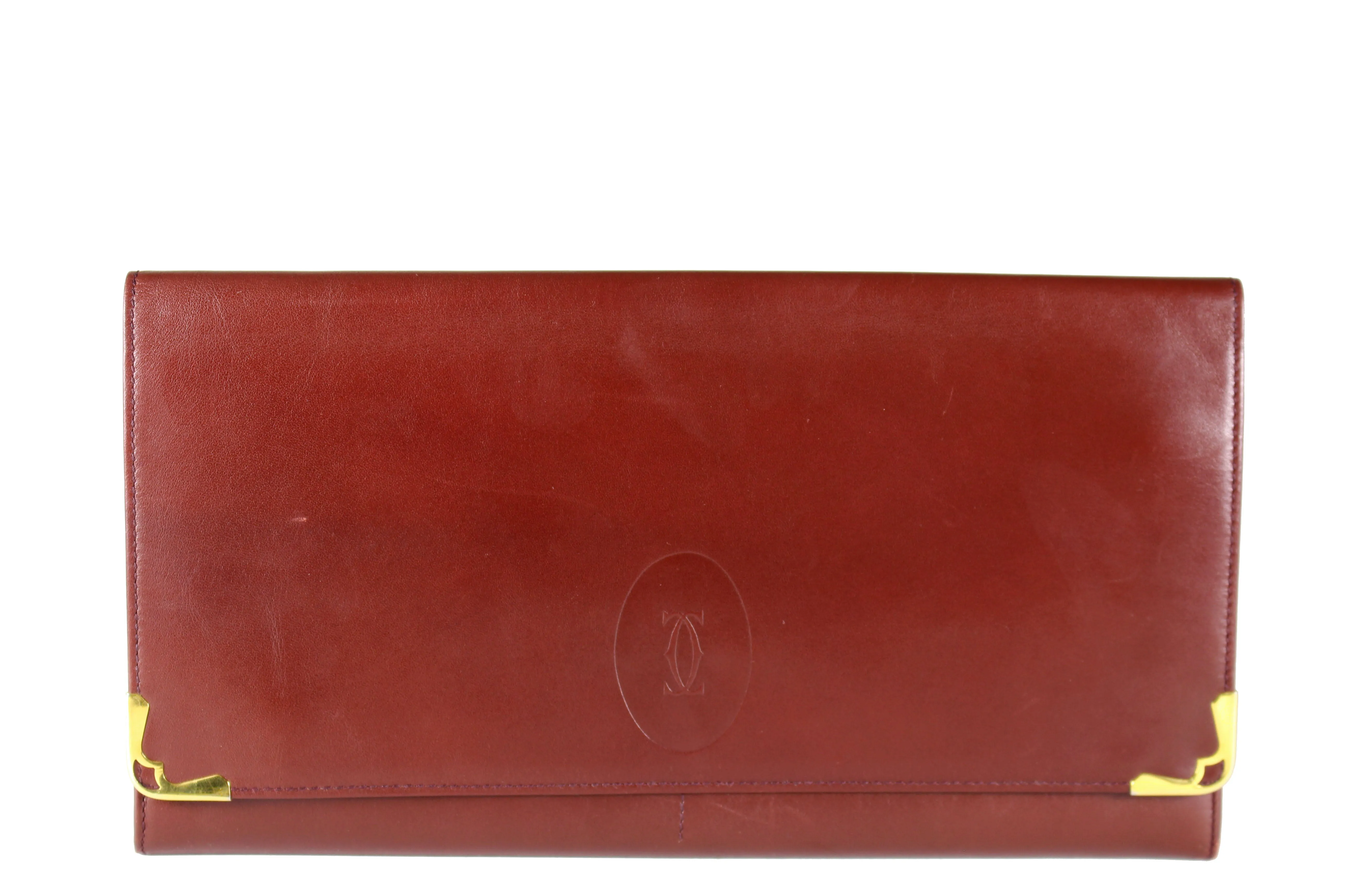 CARTIER large leather wallet burgundy