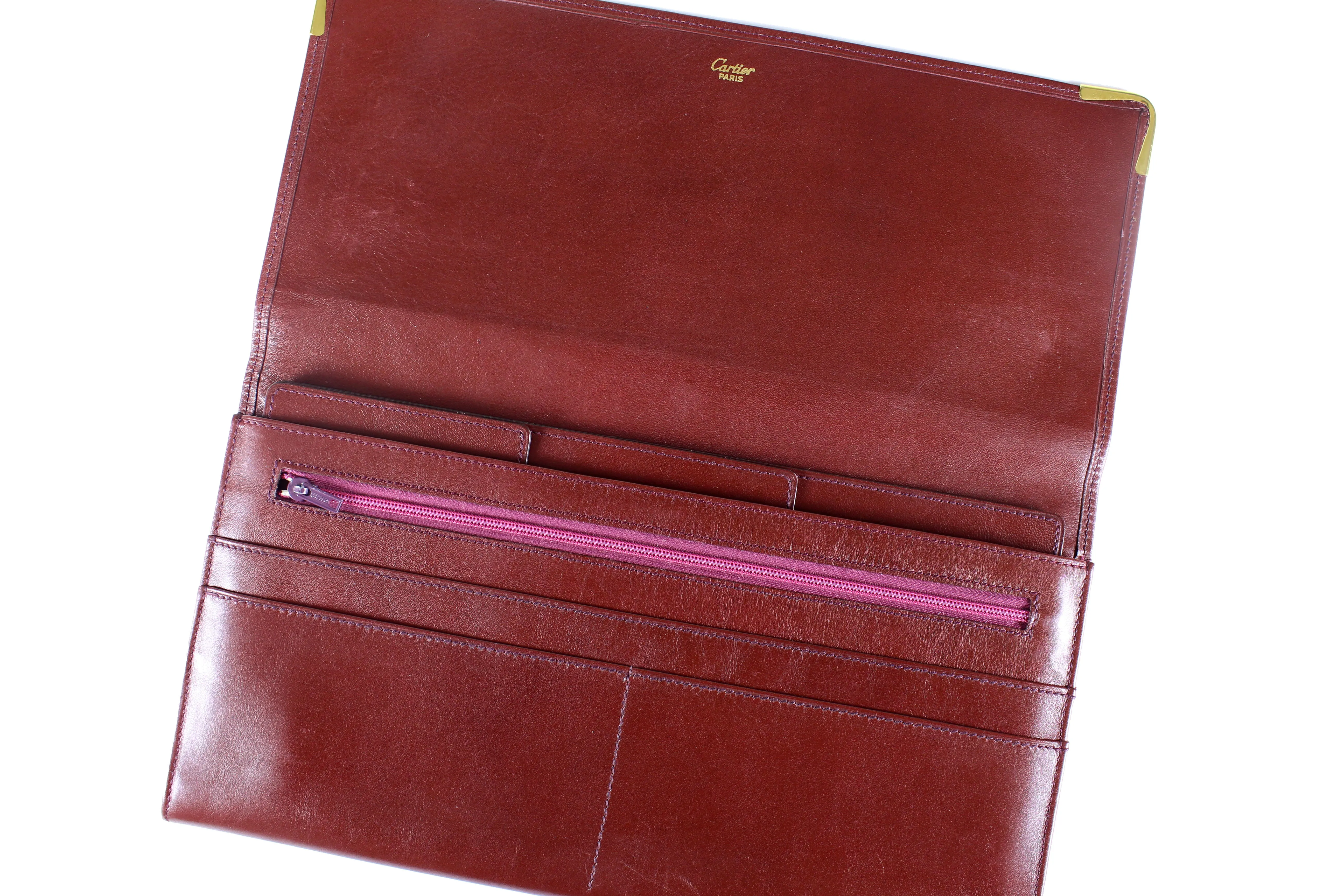 CARTIER large leather wallet burgundy