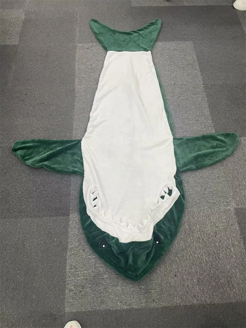 Cartoon Shark Sleeping Bag Pajamas Office Nap Shark Blanket Karakal High Quality Fabric Mermaid Shawl Blanket For Children